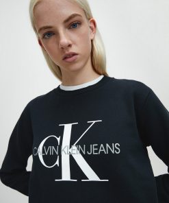 Calvin Klein boxy monogram logo sweatshirt in black