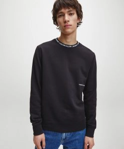 Calvin Klein Institutional Logo Collar Sweatshirt Black