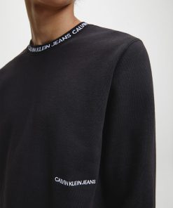 Buy Calvin Klein Institutional Logo Collar Sweatshirt Black
