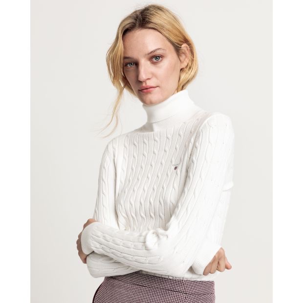 Buy Gant Stretch Cotton Cable Turtleneck Knit Eggshell - Scandinavian  Fashion Store