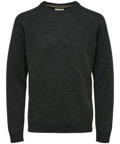 Selected Homme New Coban Lamswool Crew Anthracite