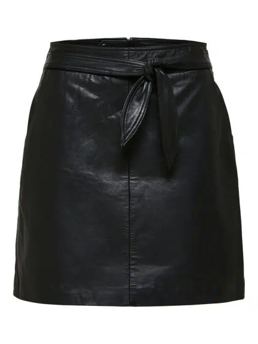 Selected Femme Monroe Leather Skirt Black