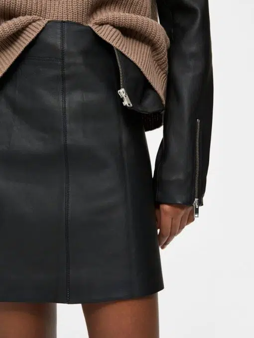 Selected Femme Ibi Leather Skirt Black