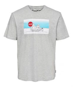 Only & Sons Coca Cola Xmas T-shirt Grey