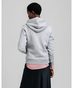 Hoodie Woman Archive Scandinavian - Melange Shield Fashion Store Gant Grey Buy