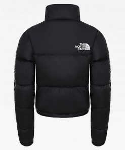 cropped black north face puffer jacket