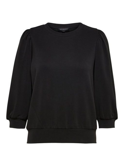Buy Selected Femme Tenny 3/4 Sweatshirt Black - Scandinavian Fashion Store