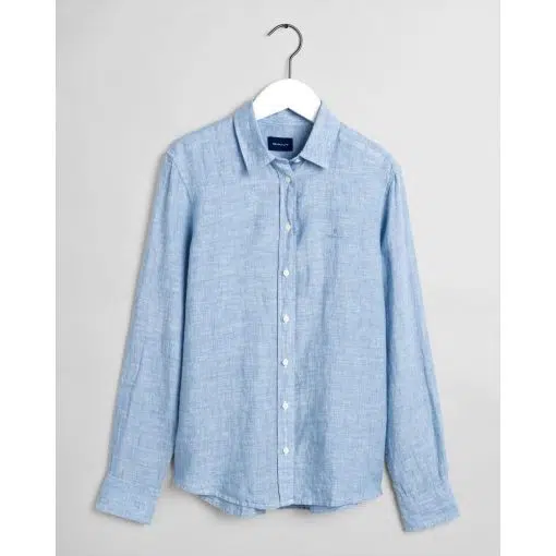 Gant Woman Linen Shirt Pacific Blue