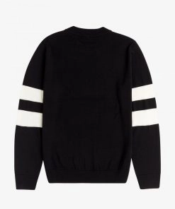 Fred Perry Tipped Sleeve Crew Neck Jumper Black
