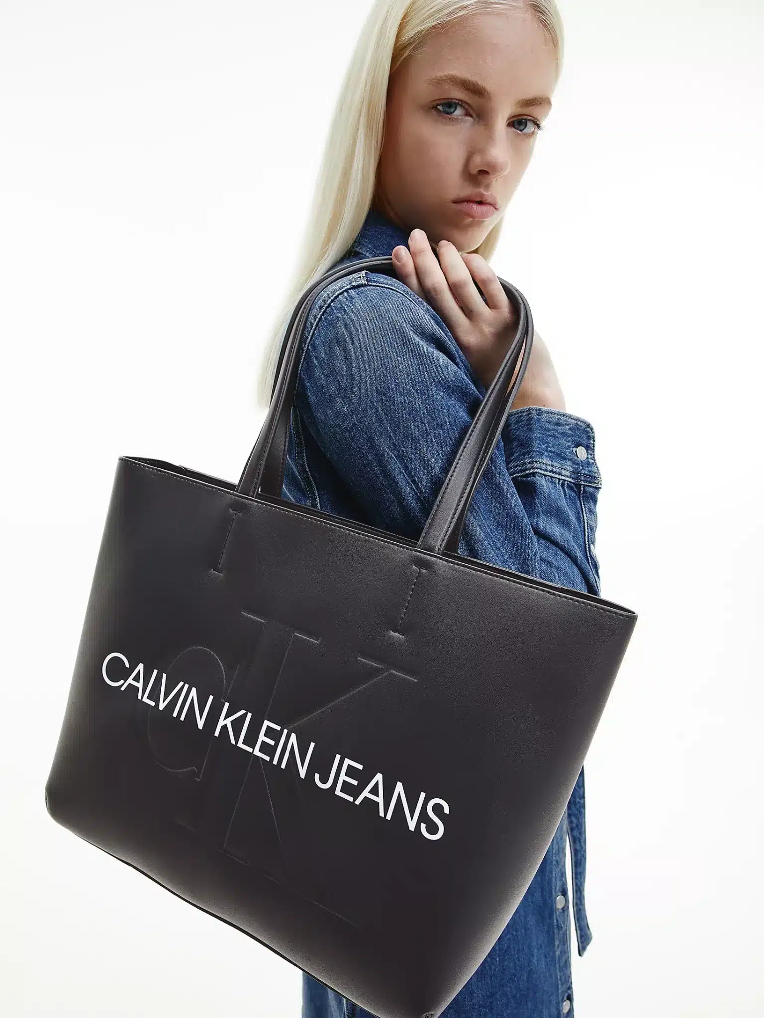 CALVIN KLEIN JEANS - Women's Tote bag with double logo - K60K6108250GJ -  Black