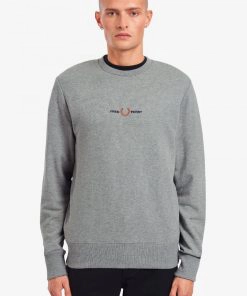 Fred Perry Embroidered Sweatshirt Steel Marl