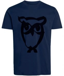 Knowledge Cotton Apparel Alder Brused Owl Tee Total Eclipse