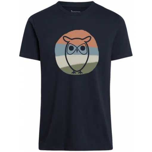 Knowledge Cotton Apparel Alder Colored Owl Tee Total Eclipse