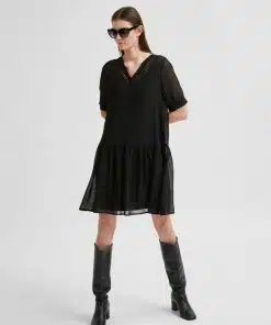Selected Femme Abigail Short Dress Black
