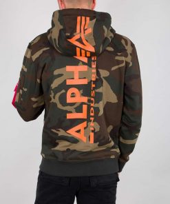 Alpha Industries Sweatshirt BACK PRINT HOODY camo black Kapuzenpullover