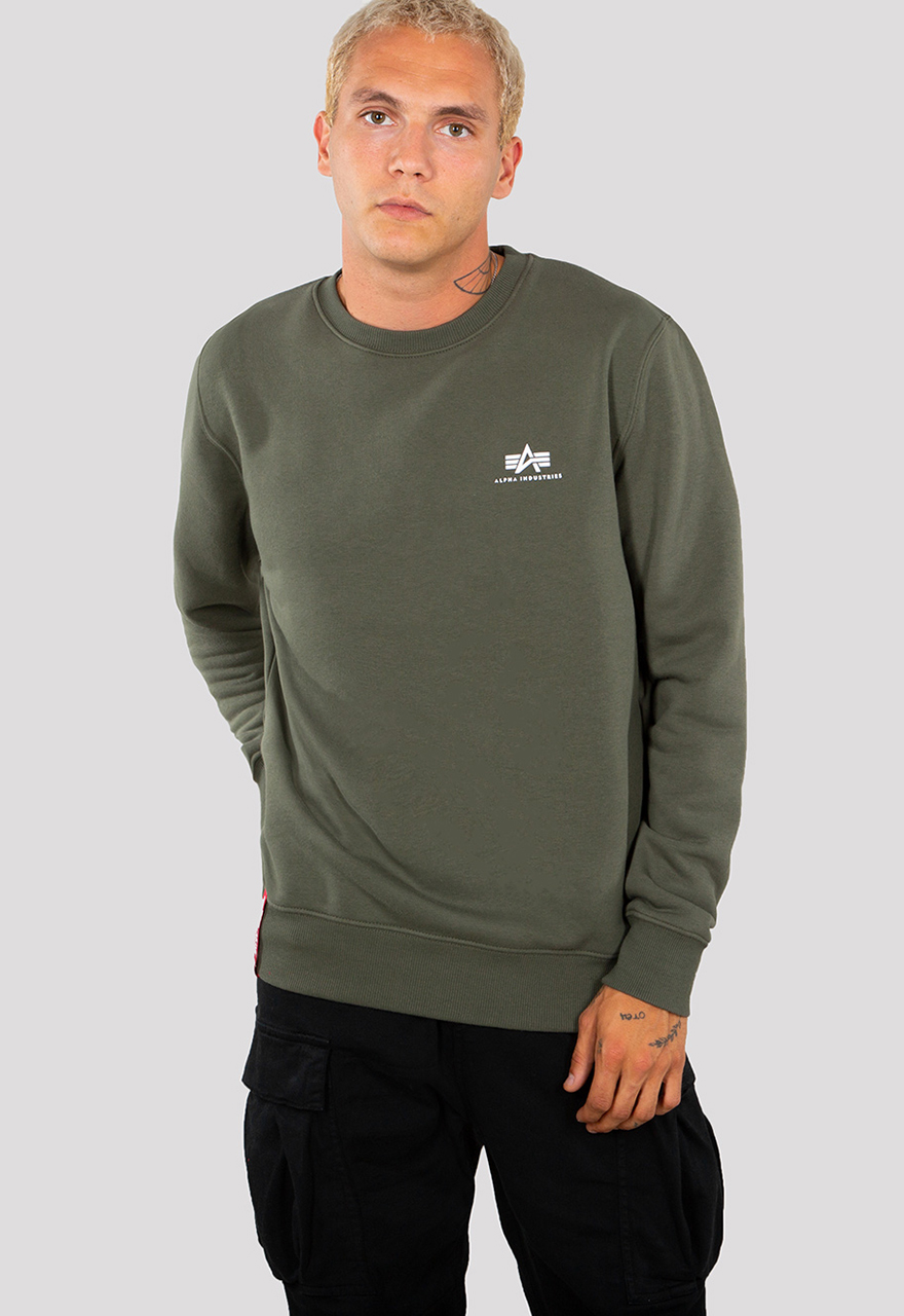 Buy Alpha Industries Basic Sweater Small Logo Dark Olive - Scandinavian  Fashion Store