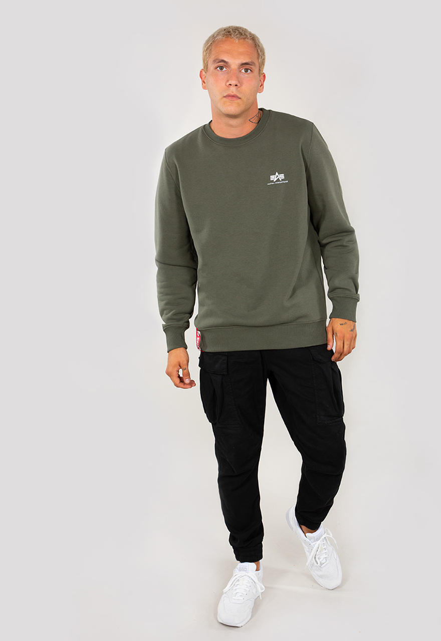 Scandinavian Store Buy Industries - Dark Alpha Small Olive Basic Sweater Logo Fashion