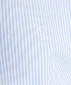 Knowledge Cotton Apparel Elder Striped Owl Shirt Blue