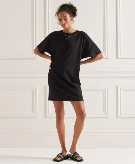 Superdry Cotton Modal T-Shirt Dress Black
