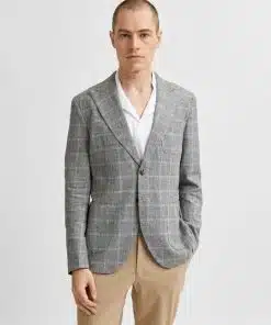 Selected Homme Linen Blazer Grey
