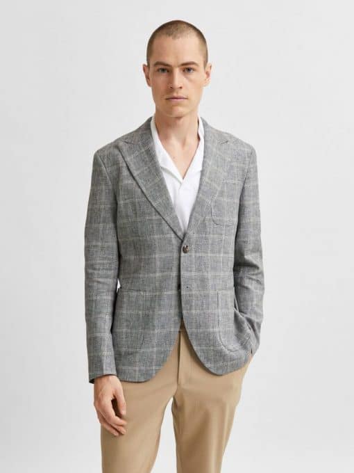 Selected Homme Linen Blazer Grey