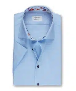 Stenströms Fitted Body Short Sleeve Shirt Light Blue