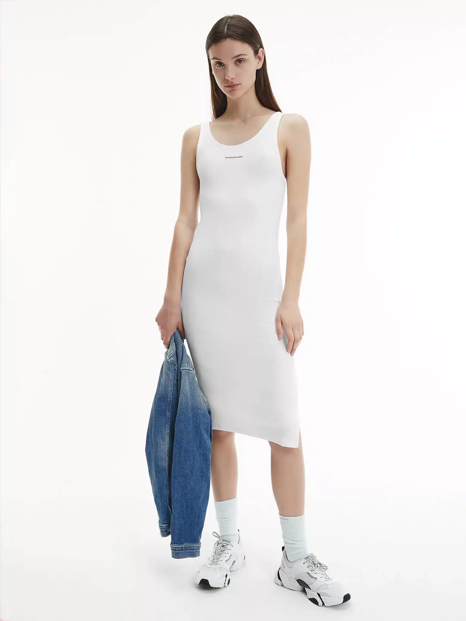Introducir 62+ imagen calvin klein white midi dress