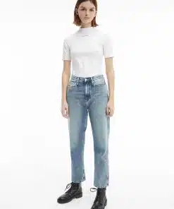 Calvin Klein High Rise Straight Ankle Jeans Denim Light
