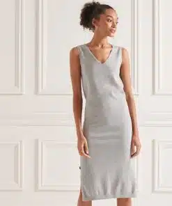 Superdry V-Neck Knitted Dress Mid Marl