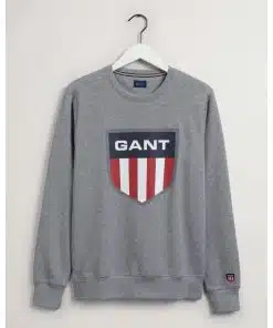 Gant Retro Shield Crew Neck Sweatshirt Grey Melange
