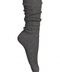 Balmuir Berry Ribbed Kashmir Socks Grey Melange