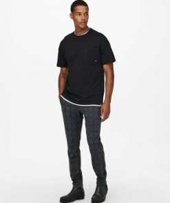 Only & Sons Mark Check Pants Black/Grey