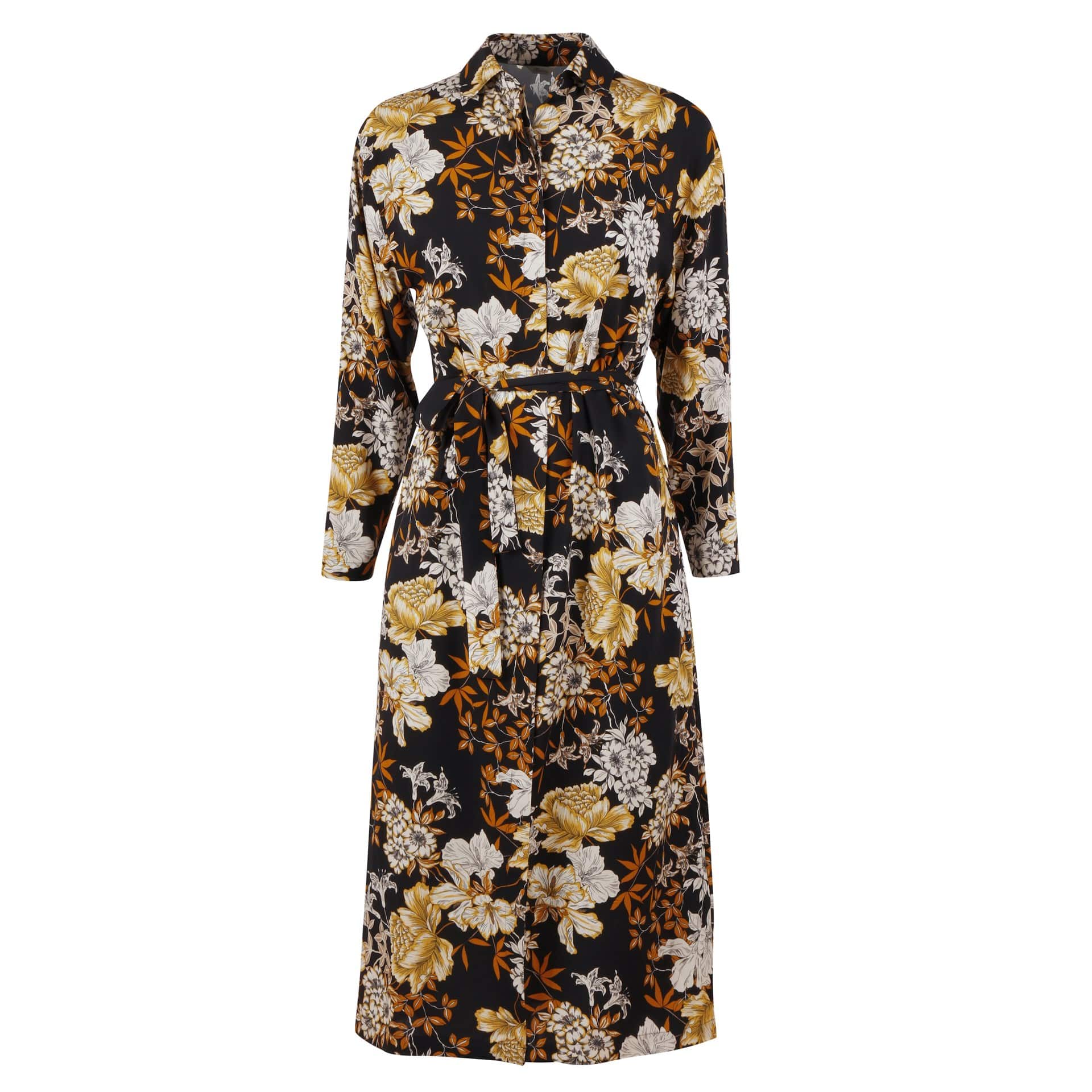 Buy Stenströms Bisse Shirt Dress Floral Black & Yellow - Scandinavian ...