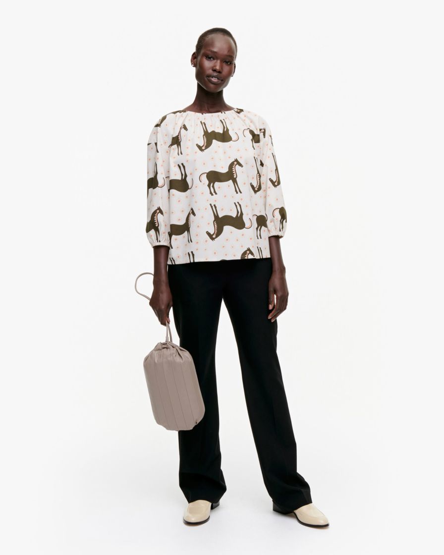 Buy Marimekko Hoivata Musta Tamma Blouse White - Scandinavian Fashion Store