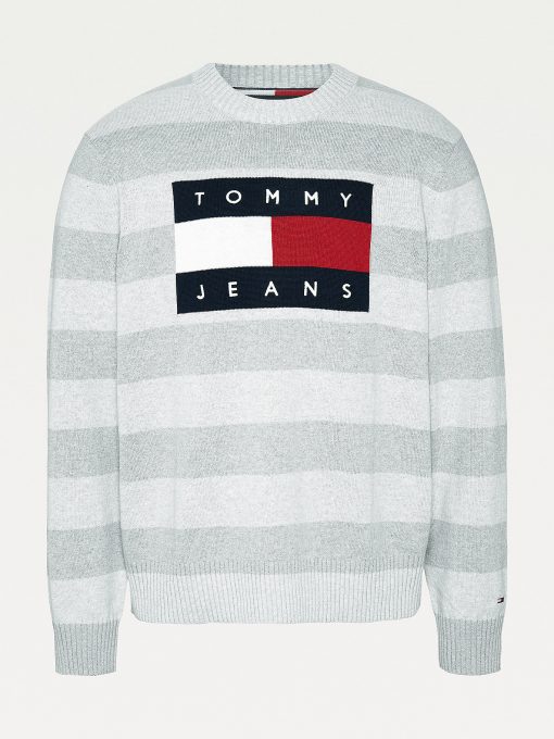 Tommy Jeans Flag Sweater Light Grey Heather