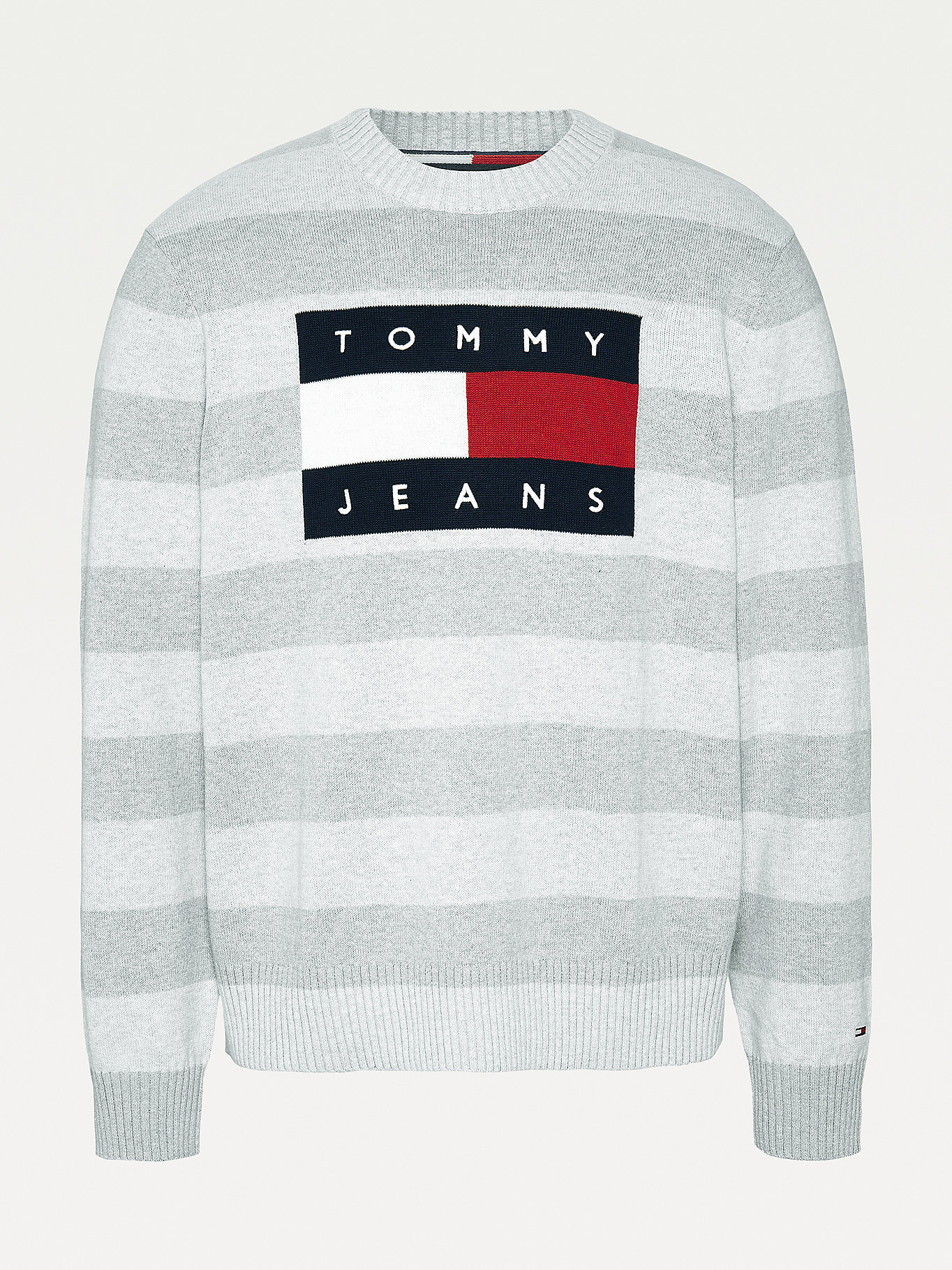 Buy Tommy Jeans Flag Sweater Light Grey Heather - Scandinavian Fashion ...