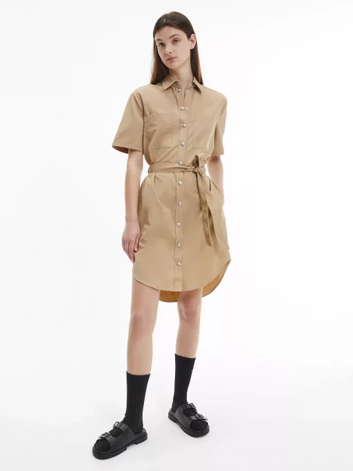 Calvin Klein Utility Shirt Dress Travertine