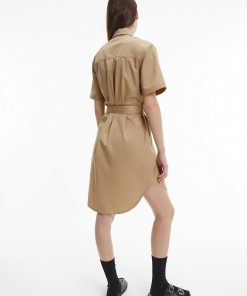 Buy Calvin Klein Utility Shirt Dress Travertine - Scandinavian Fashion Store | Blusenkleider