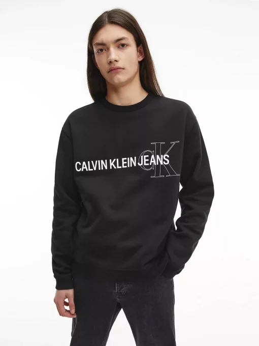 Calvin Klein Organic Cotton Logo Sweatshirt Black