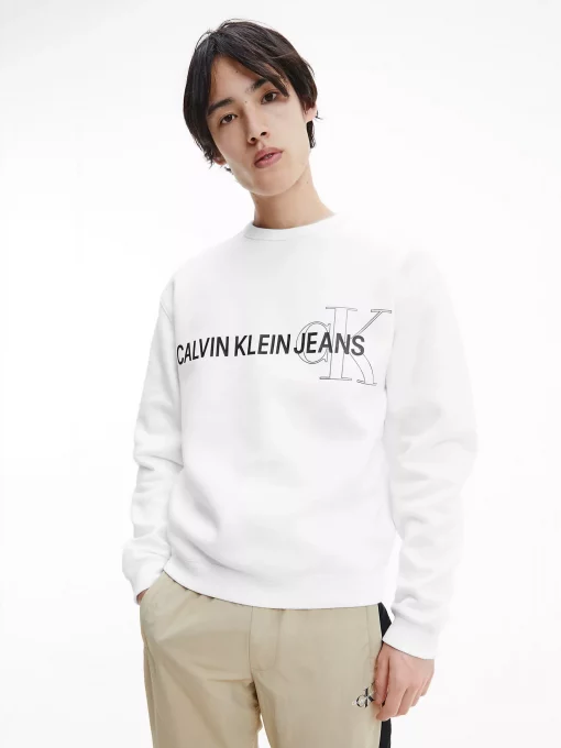 Calvin Klein Organic Cotton Logo Sweatshirt White