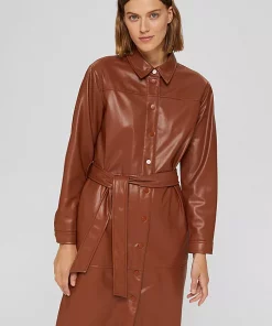 Esprit Fake Leather Shirt Dress Toffee