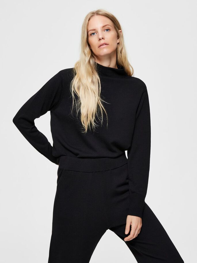 Buy Selected Femme Sandra Merino Wool Jumper Black - Scandinavian ...