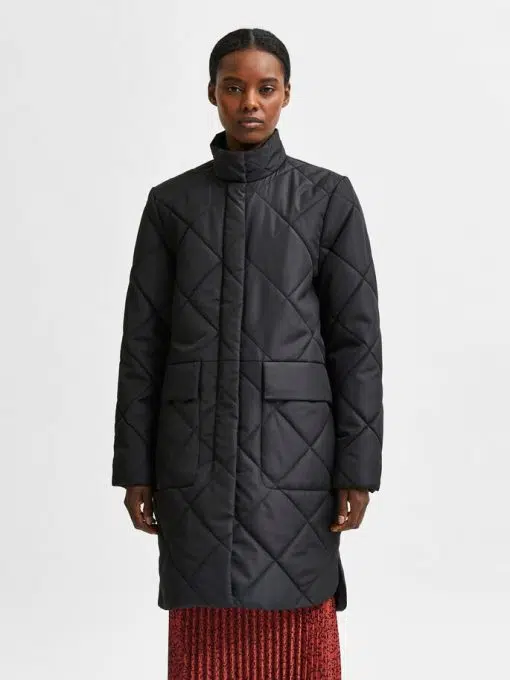 Selected Femme Naddy Quilted Coat Black