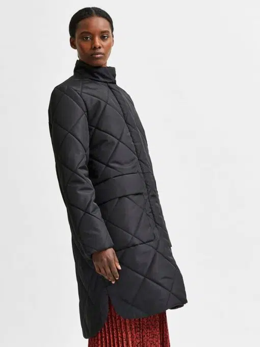 Selected Femme Naddy Quilted Coat Black