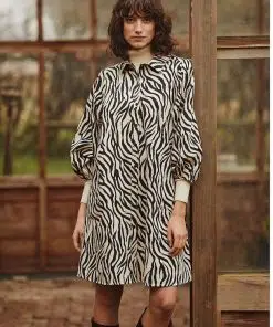 Part Two Eleina Dress Cement Zebra Print
