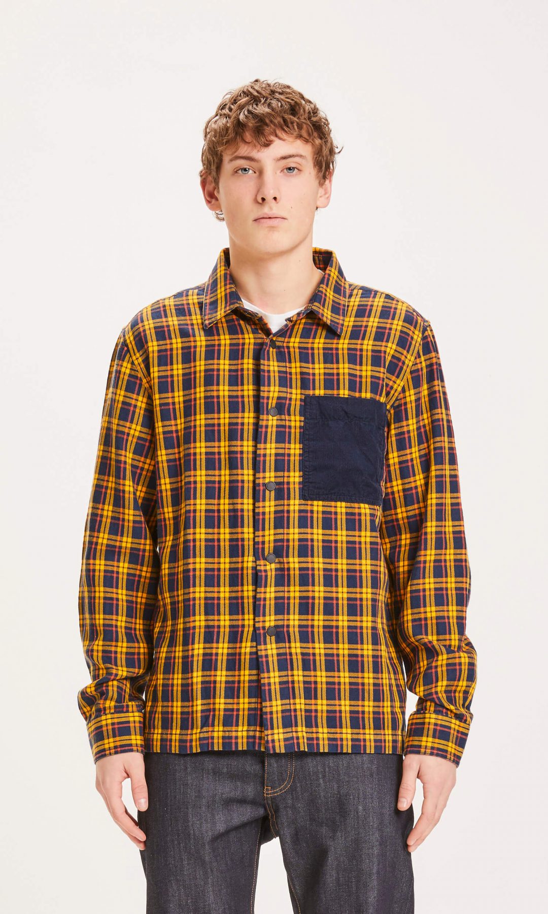 knowledge cotton apparel pine checked overshirt