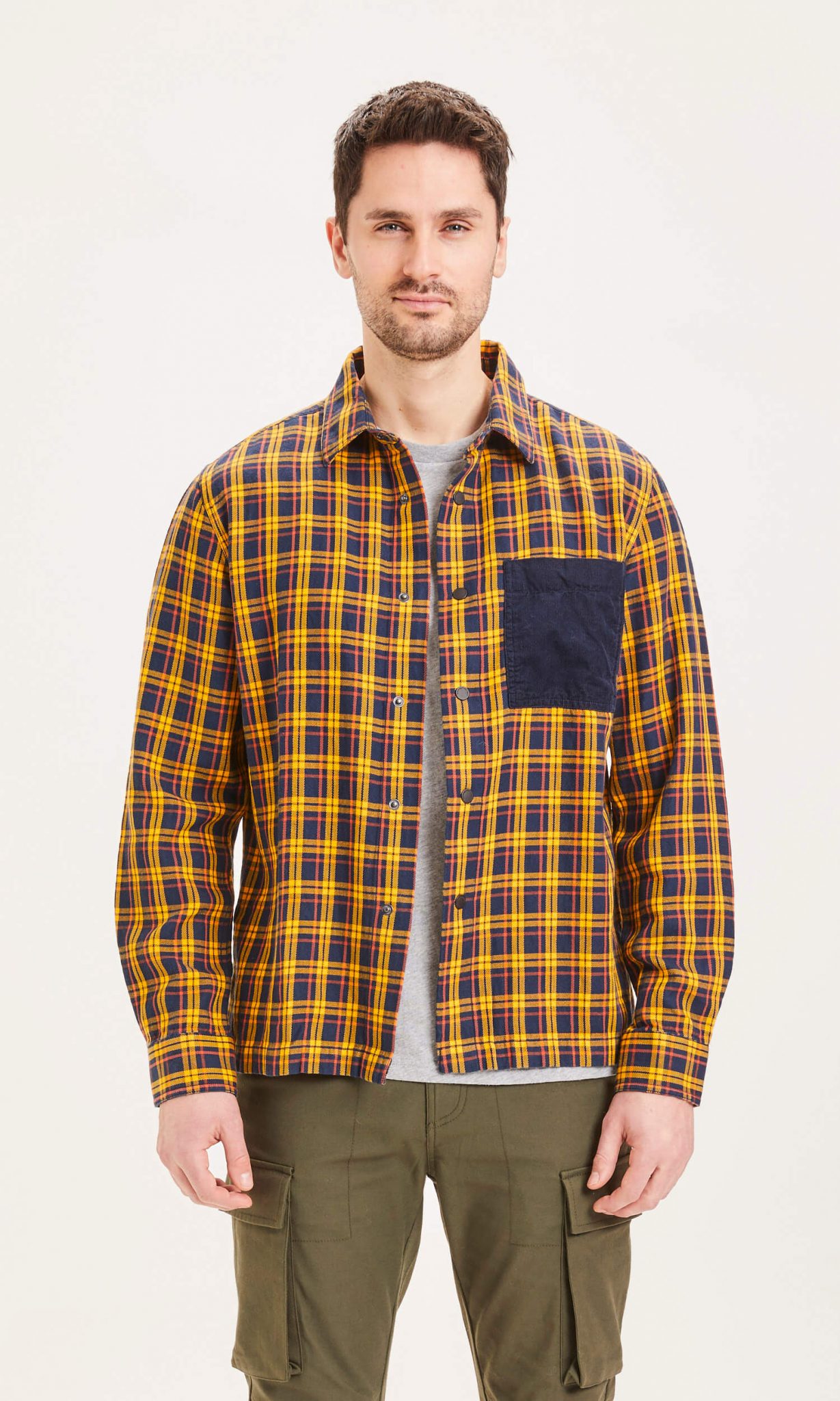 knowledge cotton apparel pine checked overshirt