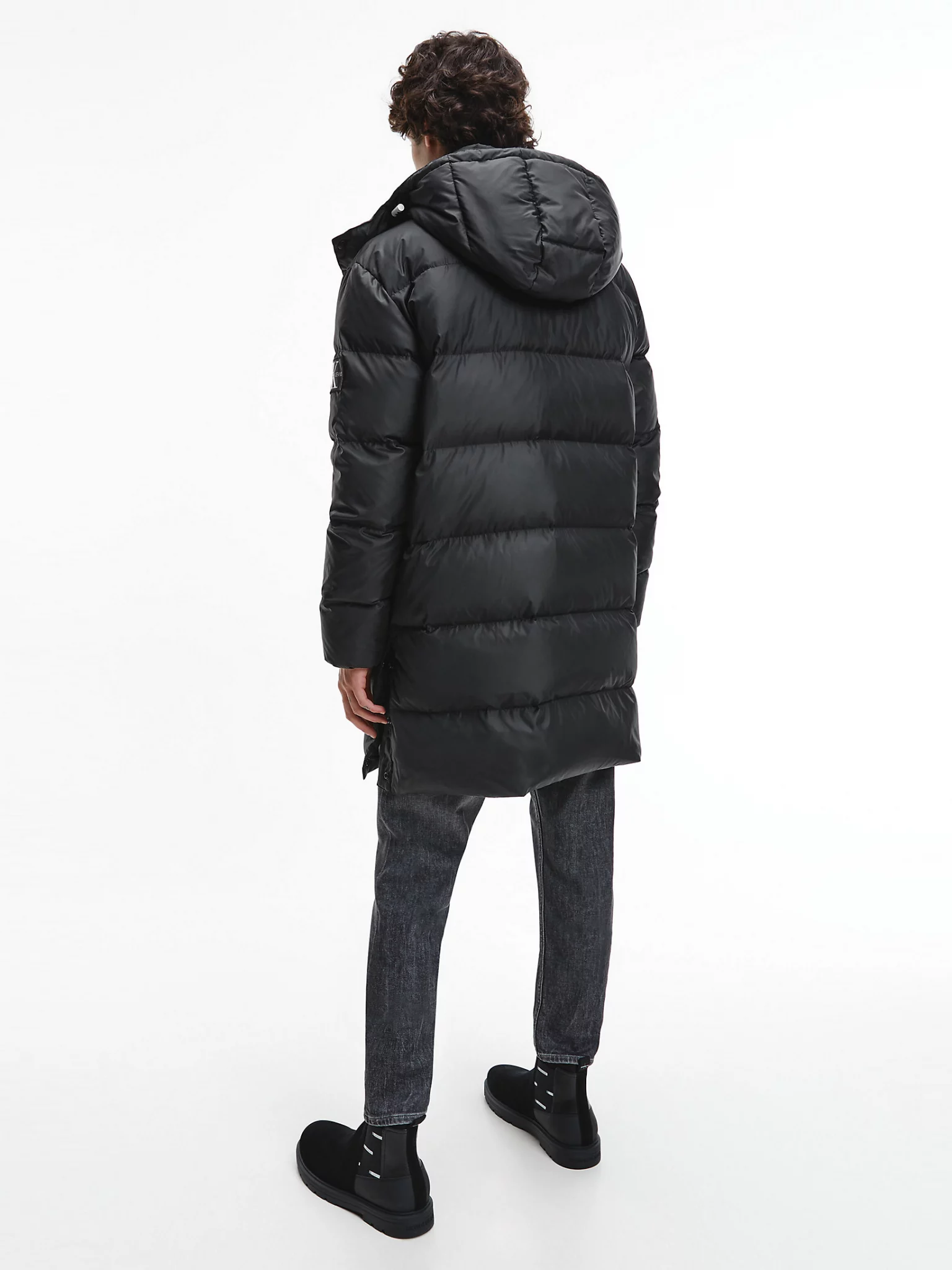 Station Eentonig Los Buy Calvin Klein Long Hooded Puffer Coat Black - Scandinavian Fashion Store