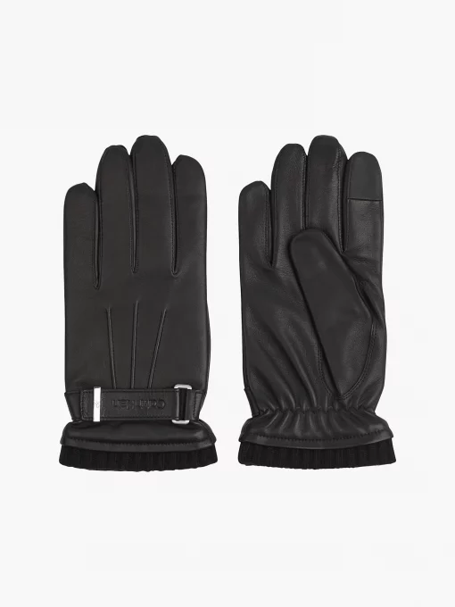 Calvin Klein Leather Gloves Black