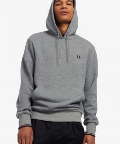 Fred Perry Tipped Hooded Sweatshirt Grey